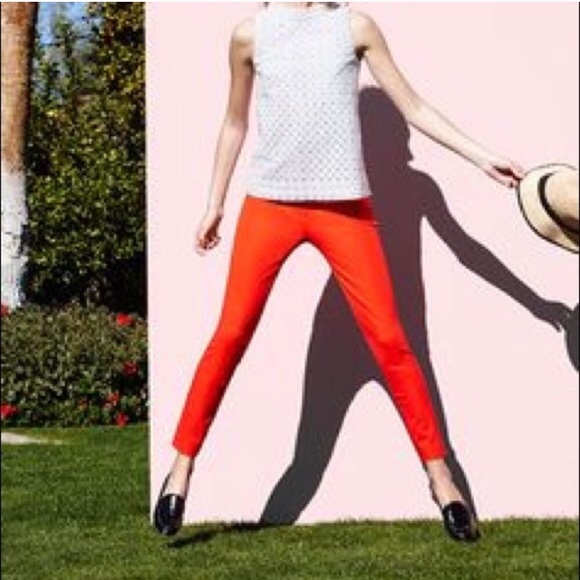 J. Crew Minnie Pant in stretch twill orange red - Picture 3 of 8